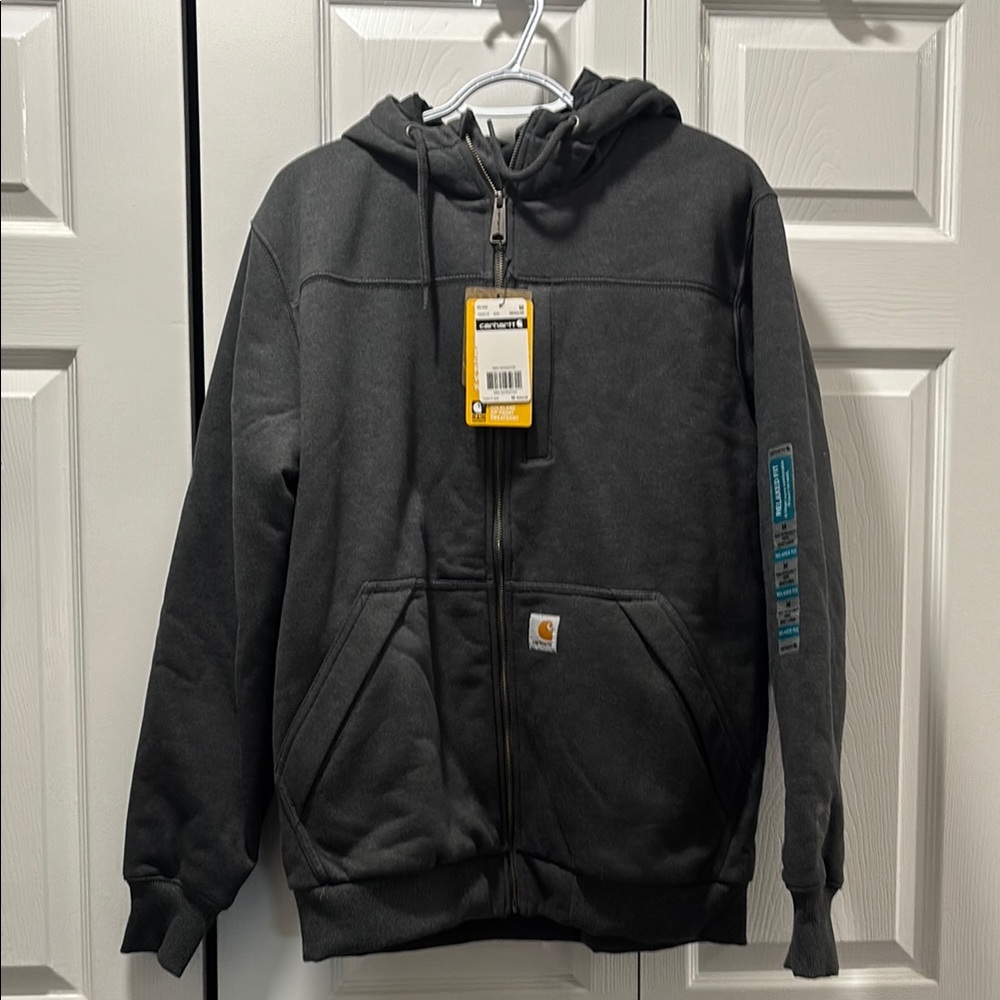 Carhartt Gray Hooded Jacket with Full-Length Zipper